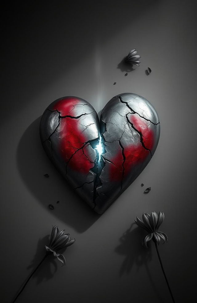 A heart broken in two, visually representing the emotional pain of heartbreak