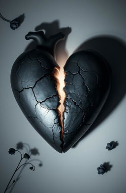 A heart broken in two, visually representing the emotional pain of heartbreak