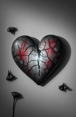 A heart broken in two, visually representing the emotional pain of heartbreak