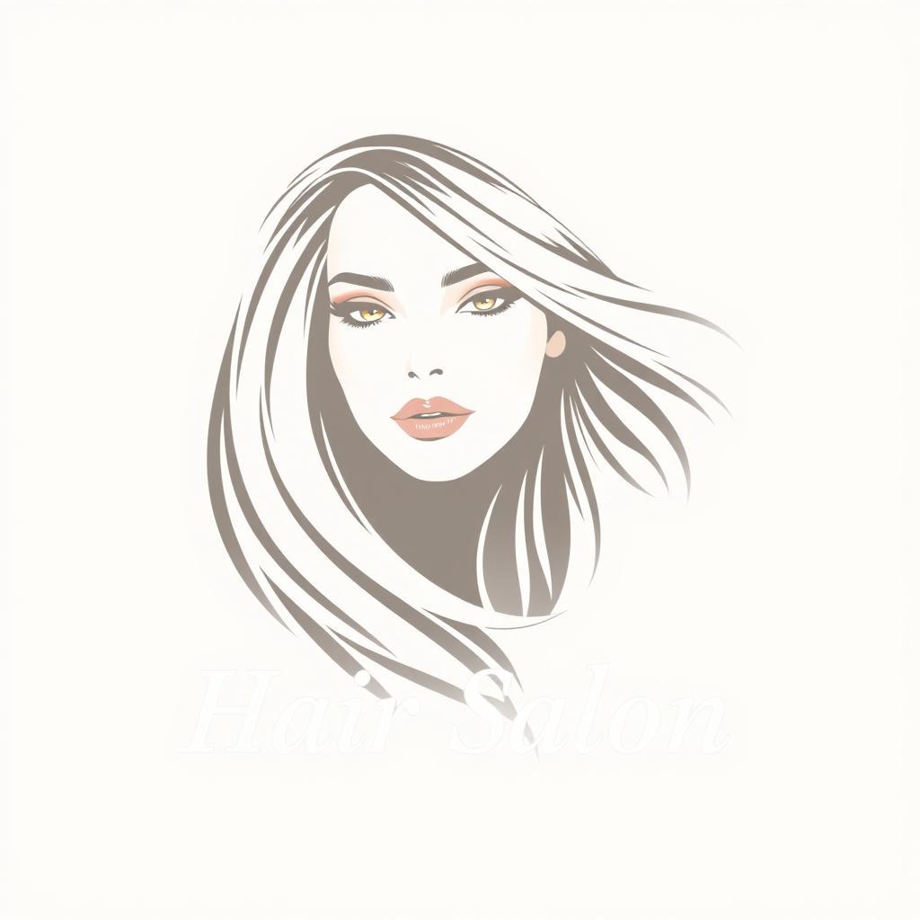 A logo for a hair salon featuring the face of a white woman with straight, silky hair blowing gently in the wind