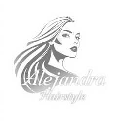 A stylish logo for a hair salon named 'Alejandra Hairstyle'