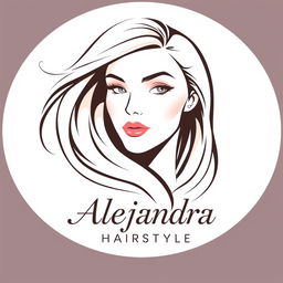 A stylish logo for a hair salon named 'Alejandra Hairstyle'