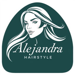 A stylish logo for a hair salon named 'Alejandra Hairstyle'