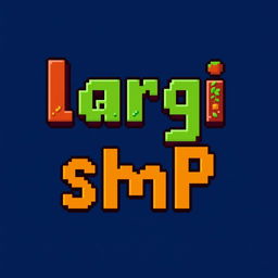 A Terraria-inspired pixel art logo featuring the word "largi" positioned at the top and the word "smp" placed below it