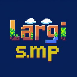 A Terraria-inspired pixel art logo featuring the word "largi" positioned at the top and the word "smp" placed below it