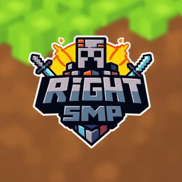 A stunning logo design for a Minecraft server titled "Right SMP"