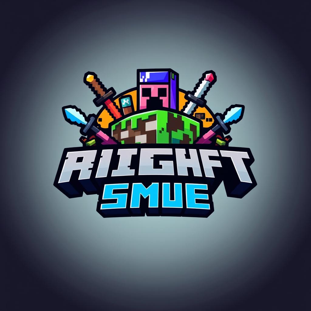 A stunning logo design for a Minecraft server titled "Right SMP"