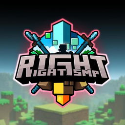 A stunning logo design for a Minecraft server titled "Right SMP"