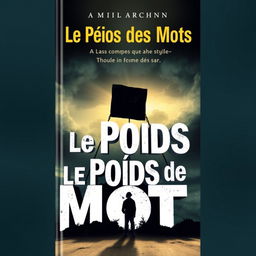 A captivating book cover for a novel titled "Le Poids des Mots", focusing on the theme of bullying