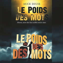 A captivating book cover for a novel titled "Le Poids des Mots", focusing on the theme of bullying