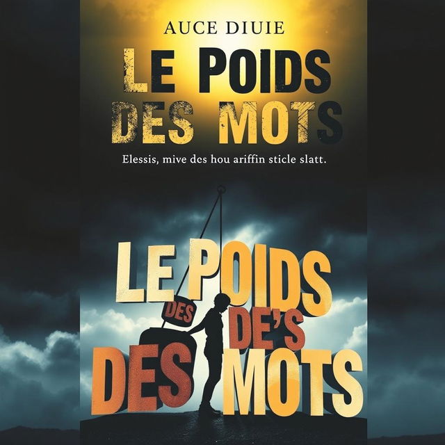 A captivating book cover for a novel titled "Le Poids des Mots", focusing on the theme of bullying