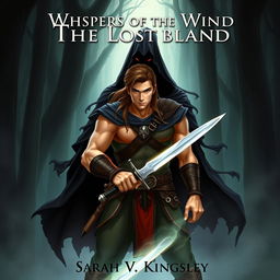 A fantasy ebook cover illustration depicting the warrior Aric standing boldly in a mystical forest