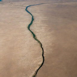 A depiction of Earth after 30 days of drought, with parched lands, dried up rivers, and the absence of green foliage