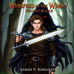 An ebook cover featuring a warrior named Aric standing proudly in a mystical forest, holding a glowing silver sword with both hands