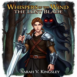 An ebook cover featuring a warrior named Aric standing proudly in a mystical forest, holding a glowing silver sword with both hands