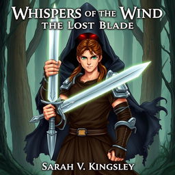 An ebook cover featuring a warrior named Aric standing proudly in a mystical forest, holding a glowing silver sword with both hands