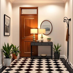 A beautifully designed home entryway featuring a modern and welcoming atmosphere