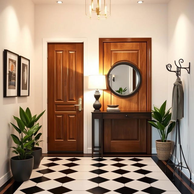 A beautifully designed home entryway featuring a modern and welcoming atmosphere