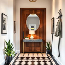 A beautifully designed home entryway featuring a modern and welcoming atmosphere