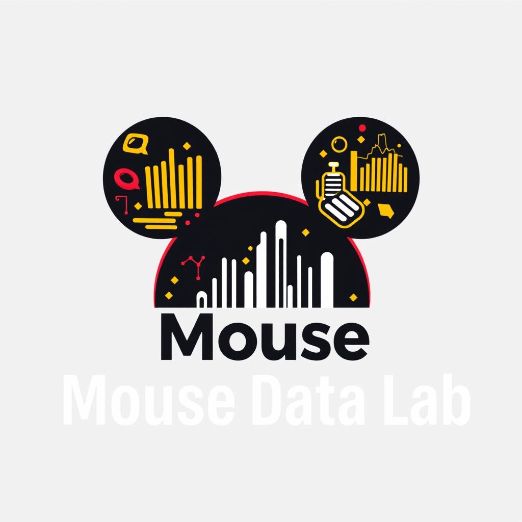 A logo design for an Instagram account titled "Mouse Data Lab" focused on data analytics, metrics, and numbers specifically for Disney Parks globally