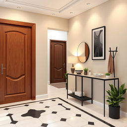 A beautifully designed home entryway influenced by the uploaded image, featuring a modern and welcoming atmosphere