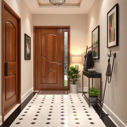 A beautifully designed home entryway influenced by the uploaded image, featuring a modern and welcoming atmosphere