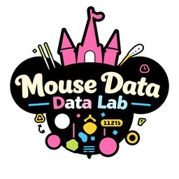 A logo design for an Instagram account named 'Mouse Data Lab' that focuses on data analytics, metrics, and numbers related to Disney Parks worldwide