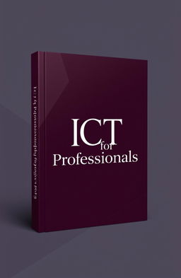 Book cover design for 'ICT for Professionals', featuring a dark maroon color aesthetic