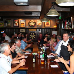 A lively pub scene filled with people enjoying their evening