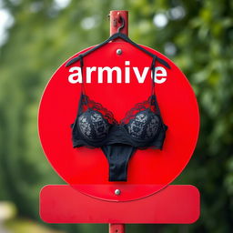 A vibrant red road sign featuring the word 'arrivée' in white letters