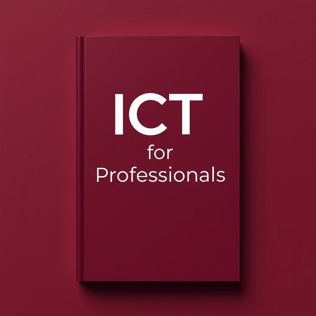 Book cover design for 'ICT for Professionals', showcasing a dark maroon color aesthetic