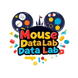 A logo design for an Instagram focused on data analytics, metrics, and numbers related to Disney Parks globally, titled 'Mouse Data Lab'