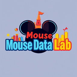 A logo design for an Instagram focused on data analytics, metrics, and numbers related to Disney Parks globally, titled 'Mouse Data Lab'