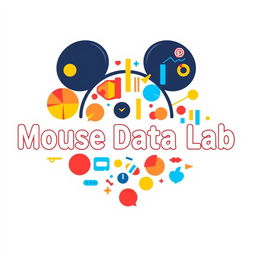 A logo design for an Instagram account named 'Mouse Data Lab', dedicated to data analytics, metrics, and numbers from Disney Parks around the world