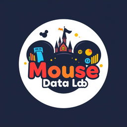 A logo design for an Instagram account called 'Mouse Data Lab', dedicated to data analytics, metrics, and numbers from Disney Parks worldwide