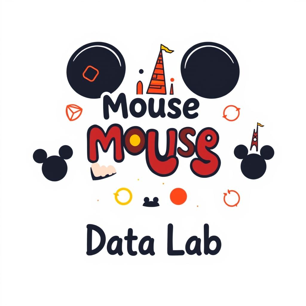 A logo design for an Instagram account called 'Mouse Data Lab', dedicated to data analytics, metrics, and numbers from Disney Parks worldwide