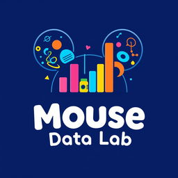 A logo design for an Instagram account named 'Mouse Data Lab', dedicated to data analytics, metrics, and numbers from Disney Parks worldwide, infused with a playful Pixar vibe