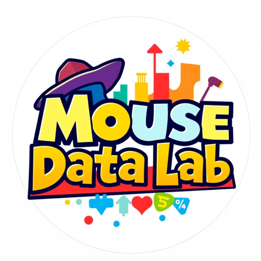 A logo design for an Instagram account named 'Mouse Data Lab', focused on data analytics, metrics, and numbers for Disney Parks worldwide