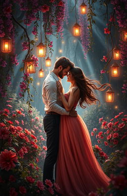 A romantic and whimsical scene inspired by the concept of 'Tangled Love