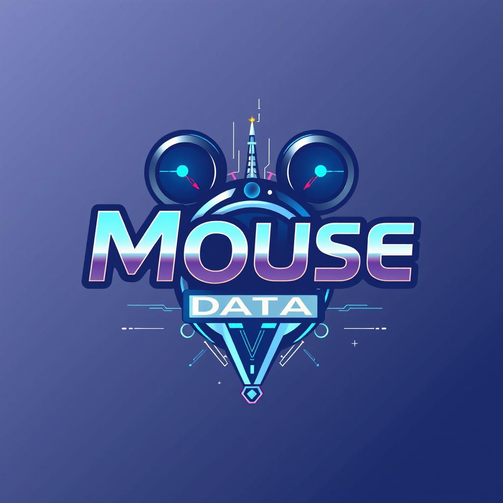 A logo design for an Instagram account called 'Mouse Data Lab', focusing on data analytics, metrics, and numbers from Disney Parks globally, infused with a Tomorrowland vibe