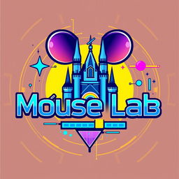 A logo design for an Instagram account called 'Mouse Data Lab', focusing on data analytics, metrics, and numbers from Disney Parks globally, infused with a Tomorrowland vibe