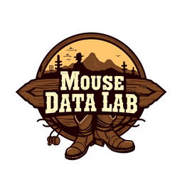 A logo design for an Instagram account named 'Mouse Data Lab', dedicated to data analytics, metrics, and numbers for Disney Parks worldwide, featuring a Frontierland vibe