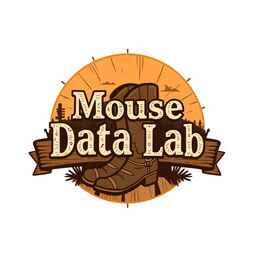 A logo design for an Instagram account named 'Mouse Data Lab', dedicated to data analytics, metrics, and numbers for Disney Parks worldwide, featuring a Frontierland vibe