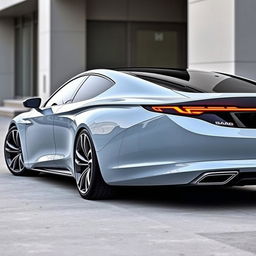 A stunning rear view of a sleek and modern concept car inspired by Saab's design philosophy