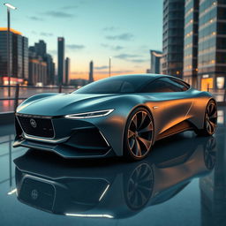 A stunning modern concept car by GMB, featuring an avant-garde design with smooth, flowing curves and a futuristic silhouette