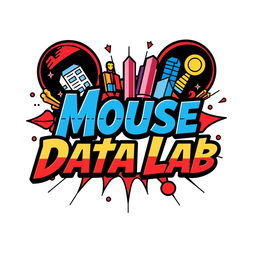 A logo design for an Instagram account titled 'Mouse Data Lab', dedicated to data analytics, metrics, and numbers for Disney Parks globally, infused with a Marvel vibe