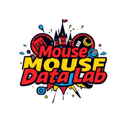 A logo design for an Instagram account titled 'Mouse Data Lab', dedicated to data analytics, metrics, and numbers for Disney Parks globally, infused with a Marvel vibe