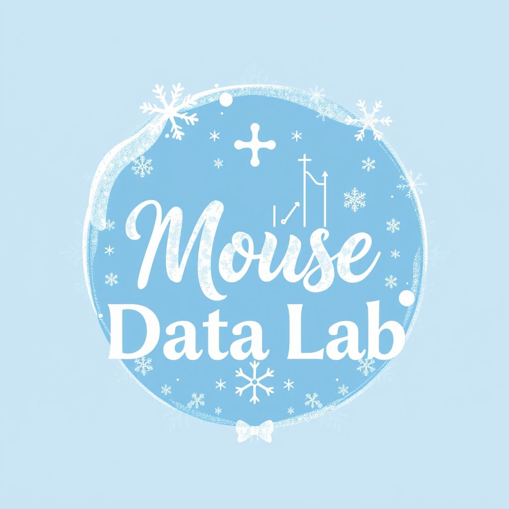 A logo design for an Instagram account titled 'Mouse Data Lab', focusing on data analytics, metrics, and numbers for Disney Parks globally, infused with a Frozen vibe