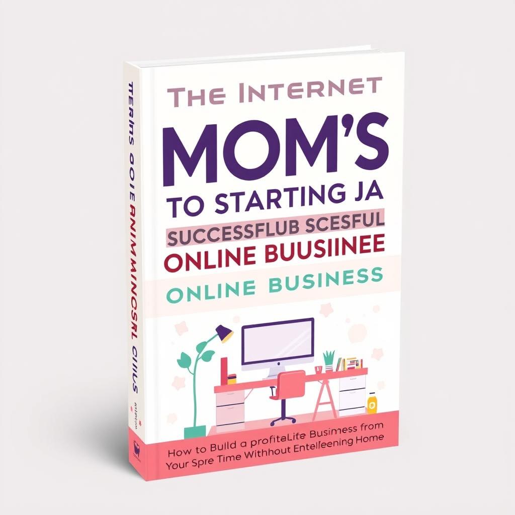 A visually appealing book cover featuring the title 'The Internet Mom's Guide to Starting a Successful Online Business' prominently displayed at the top in bold, modern typography