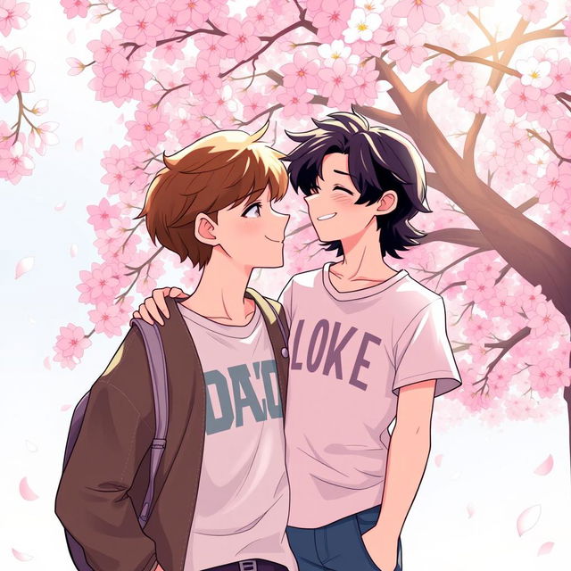 A romantic illustration of two boys in love, with inspiration from Todd from 'Wayside'